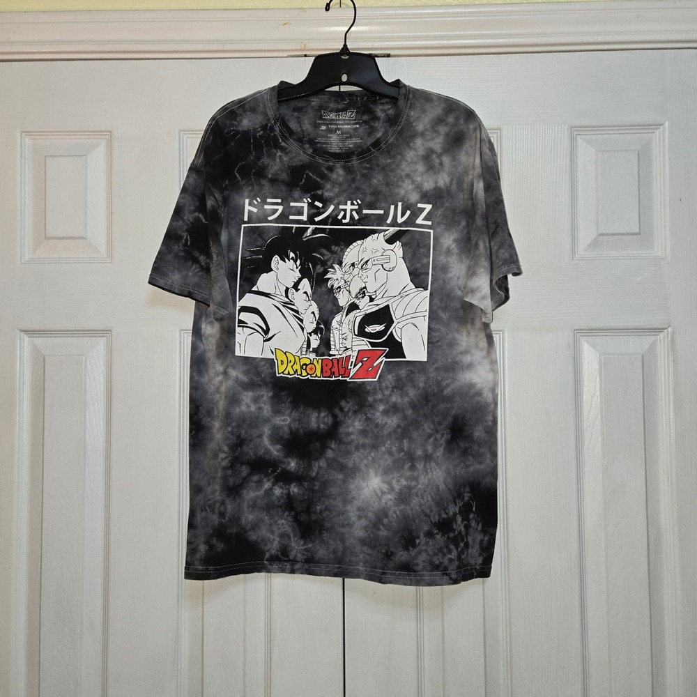 Dragon Ball Z Shirt Mens M Gray Tie Dye Goku Ginyu Force Anime Graphic Tee